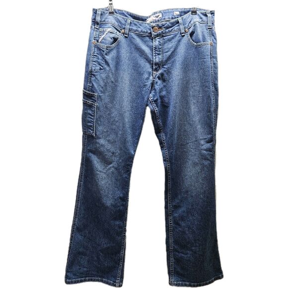 Ariat Mens Blue Mid Rise Rebar Bootcut Jeans Size 34 - Picture 1 of 16